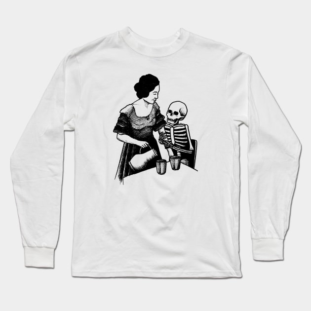 Woman skeleton drink Long Sleeve T-Shirt by RicardoCarn